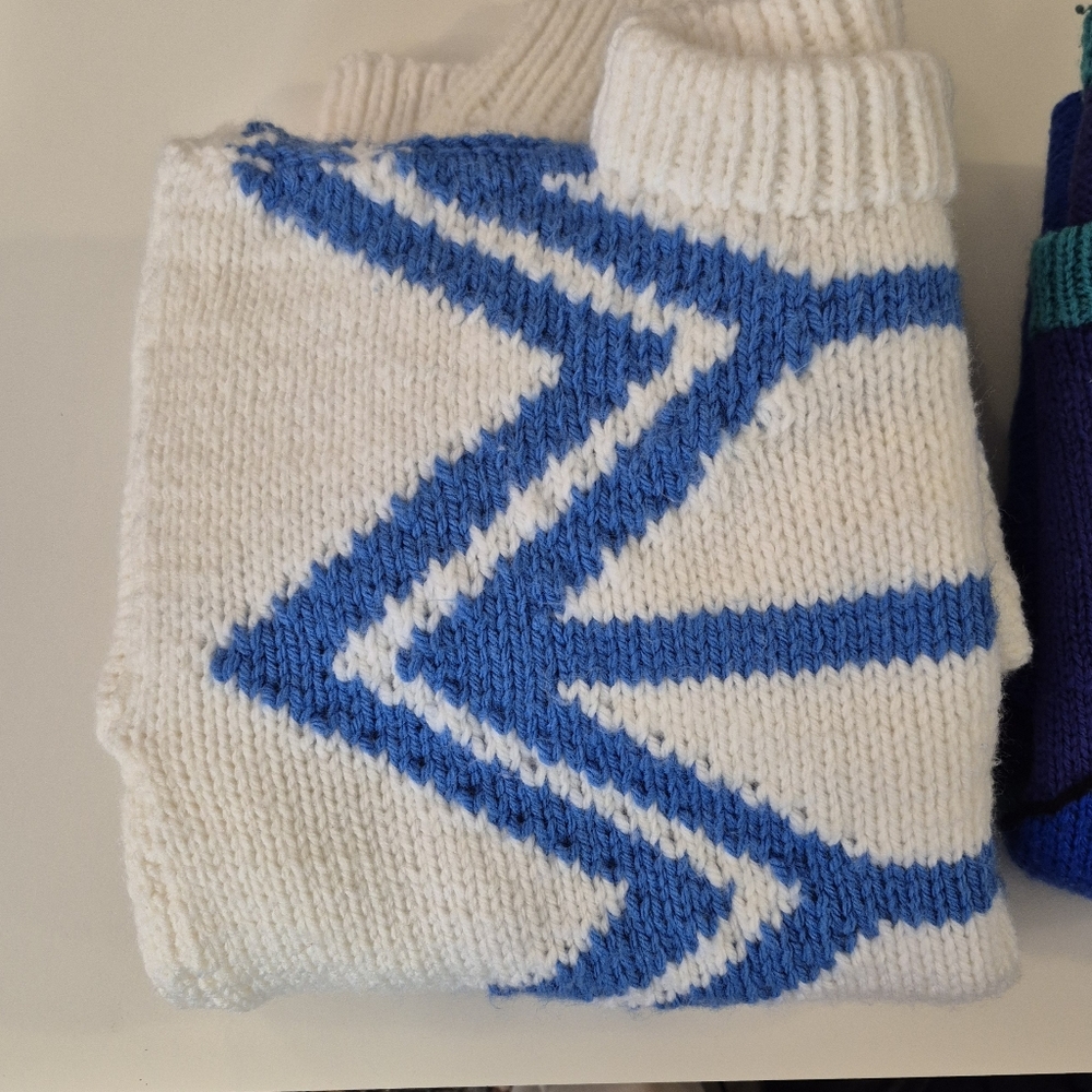Vintage Handknit Striped/Chevron Sweater